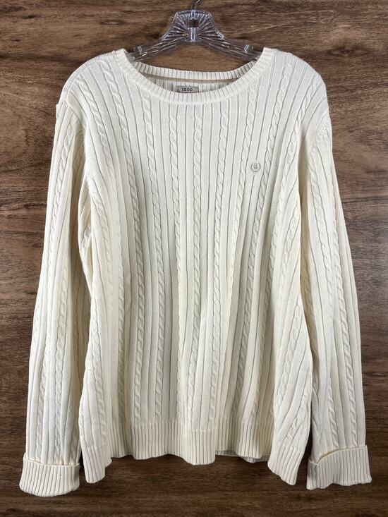 Izod Sweaters - IZOD Womens Sweater XL Cream White Cable Knit Cotton Pullover Crew Neck
